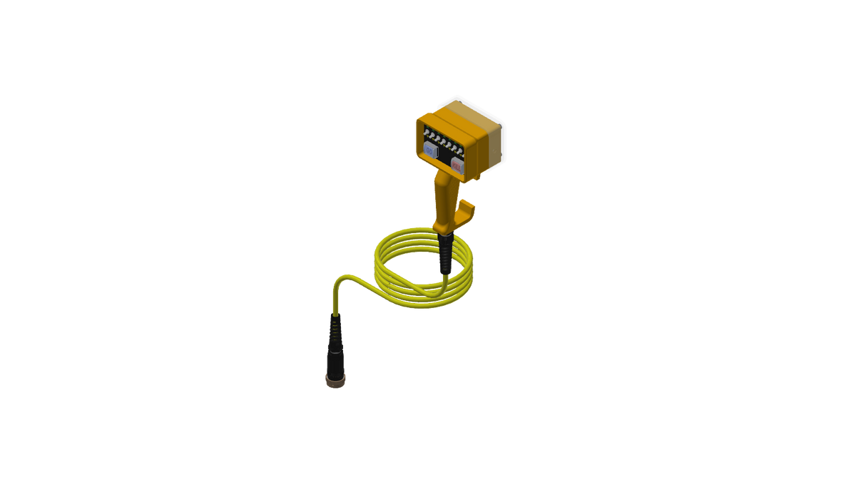 Motion Labs 8 channel yellow hand held chain hoist remote control, small frame with integrated handle and 10 ft tail - imagen 2