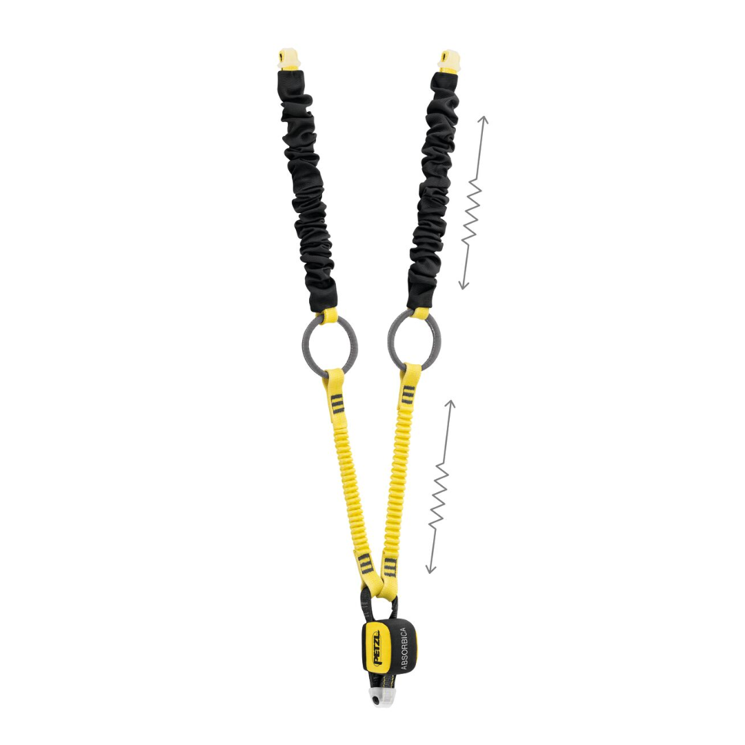 Elemento de amarre Petzl ABSORBICA-Y TIE-BACK: el Petzl ABSORBICA-Y TIE-BACK es un elemento de amarre doble con anillas de amarre intermedias integradas y un absorbente de energía compacto. Diseñado para la progresión vertical en estructuras de gran tamaño. Disponible con o sin conectores. Compra ahora. – Ahora disponible en MTN Shop US.