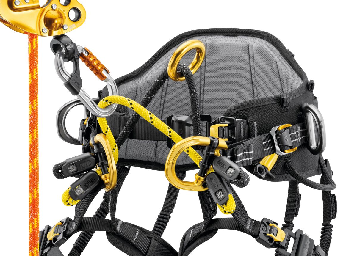 Petzl SEQUOIA PLUS harness set up for SRS climbing with rope, bridge and knee ascender connection - imagen 4