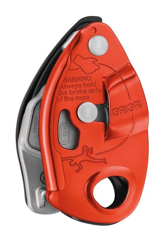 Petzl GRIGRI belay device in red and orange, front view - imagen 4