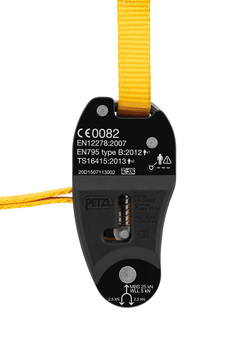 Yellow and black Petzl Eject adjustable friction saver (Model: G001AA00) - imagen 2