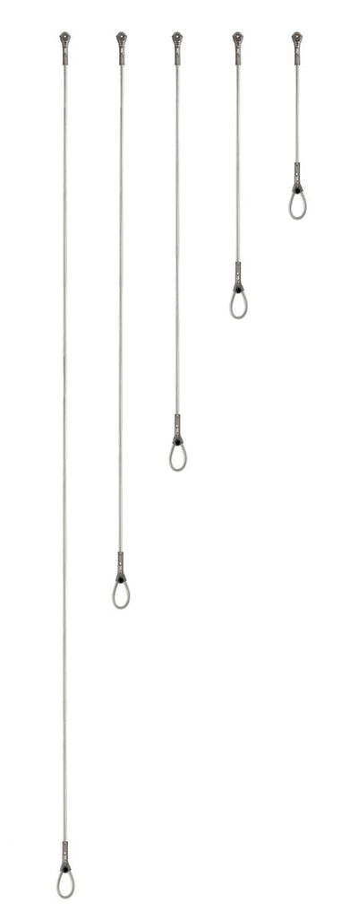 Petzl Wire Strop anchor strap made of 6.5 mm galvanized steel with two different sized terminations for versatile configurations. Features a polyurethane sheath for easy handling and UV protection. Available in five lengths (50 cm, 100 cm, 150 cm, 200 cm, and 300 cm), with a breaking strength of 23 kN. Ideal for setting up anchors in rope access and work-at-height environments.