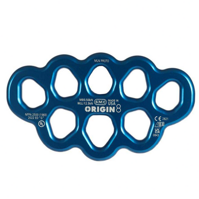 Placa de rigging PMI SMC Origin 8: la placa de rigging SMC NFPA tiene orificios de gran tamaño, bordes contorneados para protección de cuerdas y cumple con NFPA. Fabricado en aluminio anodizado. MBS: 11,240 libras. – Ahora disponible en MTN Shop US.