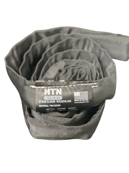 MTN Round Slings– MTN Slings are designed to match theatrical settings and safely perform during all of your lifting applications. For sale in 2', 3', 4', 6', 8' 9', 12' lengths. Best round slings for rigging, lightweight, OSHA certified, black theatrical color. – Now available at MTN Shop US. - imagen 3