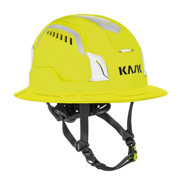 KASK Zenith X2 Air Full Brim Hi Viz safety helmet in yellow fluo with reflective decals
