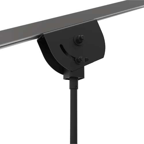 Adaptive Technologies Group MP-500NPT-GSA gimballed mount under a sloped beam with pipe drop