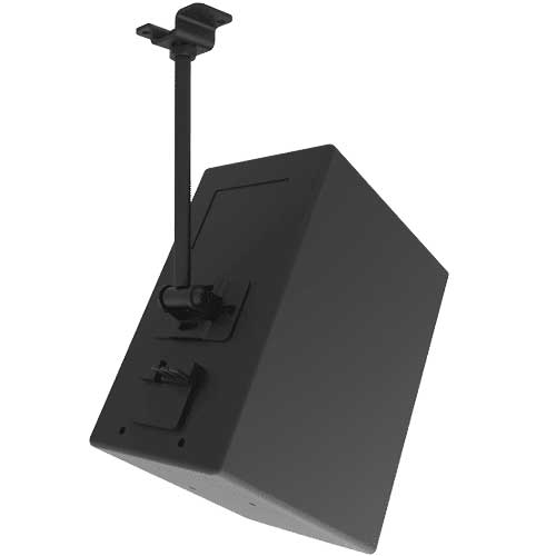 Adaptive Technologies Group MM-008-CM-BT ceiling mount holding a black speaker from an overhead arm