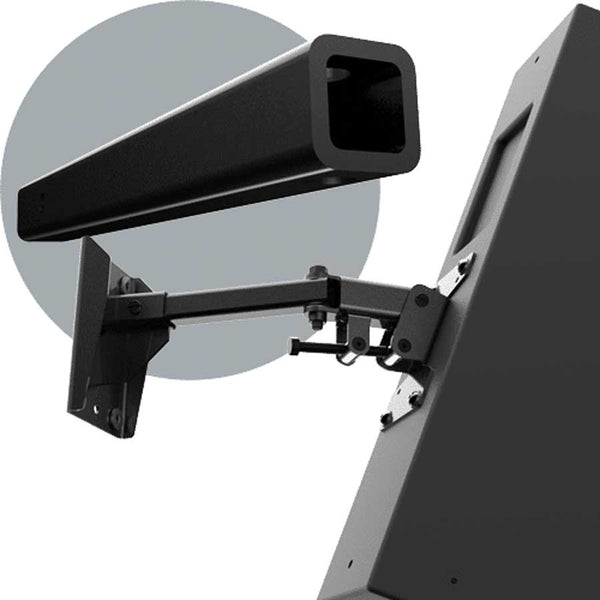 Adaptive Technologies Group MM-120-Z wall mount holding a black speaker with arm detail inset