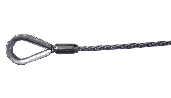 Adaptive Technologies Group 1/4 in wire rope sling with galvanized thimble eye and swaged oval sleeve