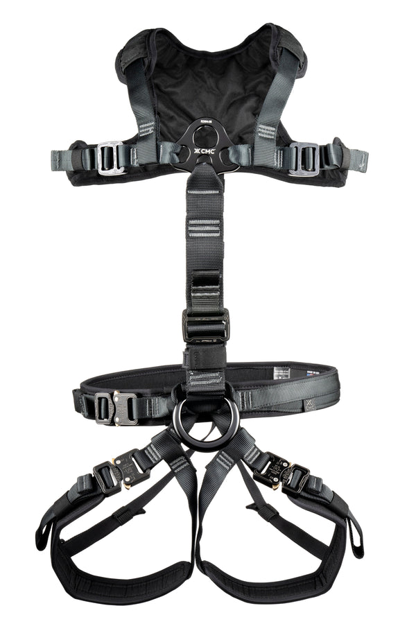 CMC Outback Convertible Harness, convertible full-body rescue harness with adjustable straps, rear view