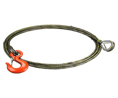 Levante todo el cable de extensión del cabrestante de 1/2" x 50' con gancho y pestillo en un extremo y dedal en el otro extremo