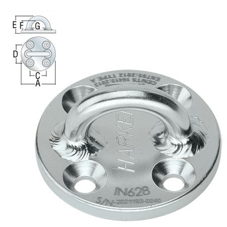 Ojal estándar redondo de acero inoxidable 316 de 57 mm de Harken: el ojo de ojo estándar redondo de acero inoxidable 316 de 57 mm de Harken está diseñado para instalación permanente en estructuras; este punto de anclaje de acero inoxidable IN628 garantiza un trabajo seguro en alturas. Ofrece un amplio espacio para el movimiento de los accesorios, acomodando mosquetones sin esfuerzo. – Ahora disponible en MTN Shop US.