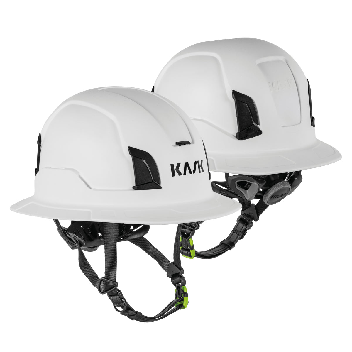KASK Zenith X2 Full Brim safety helmet in white, front and side view of two helmets - imagen 2