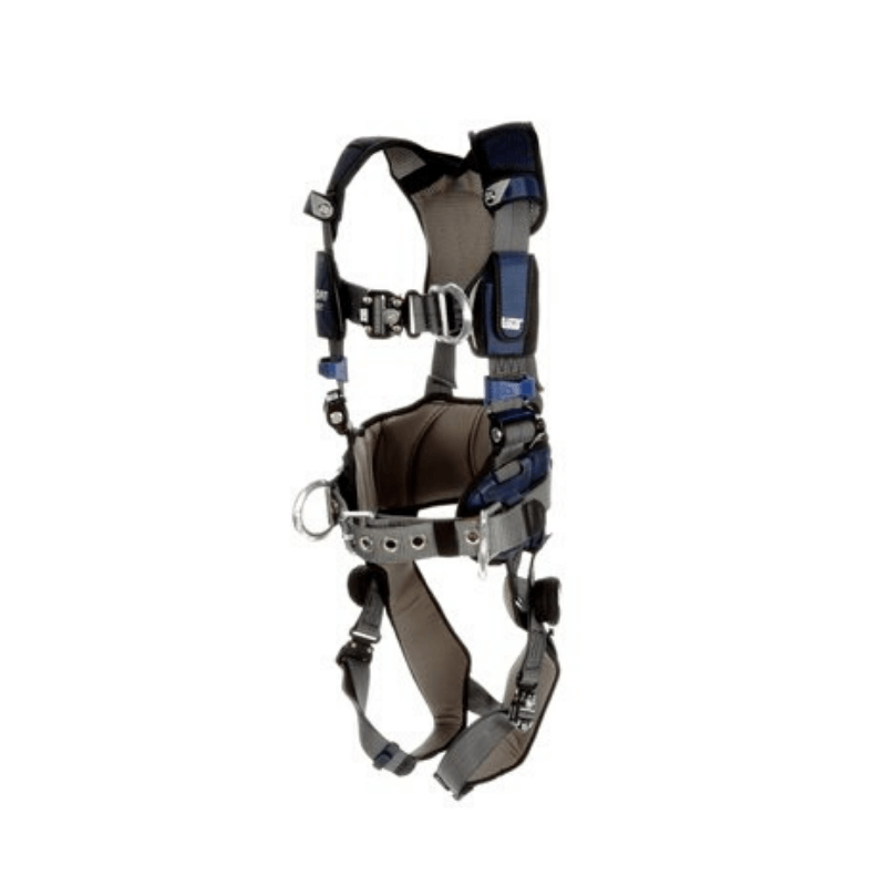 Arnés de escalada/posicionamiento de estilo de construcción cómodo 3M™ DBI-SALA® ExoFit NEX™ Plus: vista lateral con conexiones rápidas para el pecho y las piernas, anillo en D frontal y cinturón corporal/almohadilla para la cadera con anillos en D laterales - imagen 2