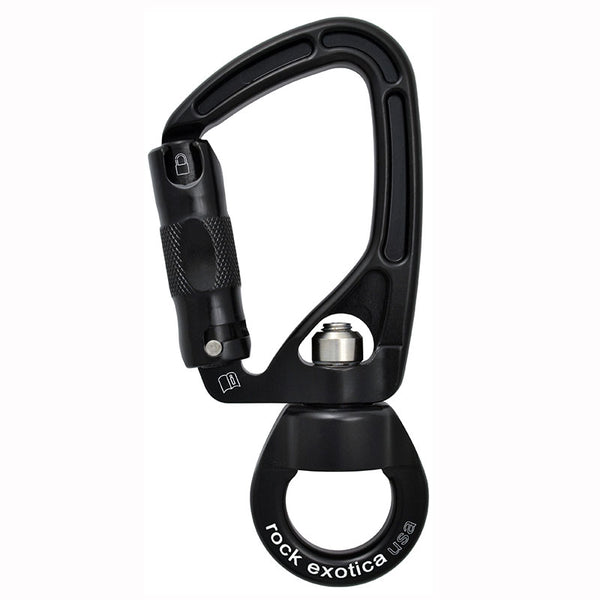 Rock Exotica SwivaEye (Autolock): SwivaEye es la integración de nuestros mosquetones técnicamente avanzados con nuestros giratorios de alta eficiencia. – Ahora disponible en MTN Shop US.