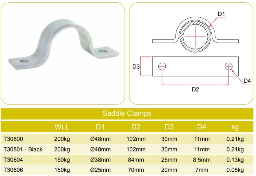 Abrazaderas de sillín Doughty (acero) - Para tubos de 1''/1,5''/2'' de diámetro - MTN Shop EU
