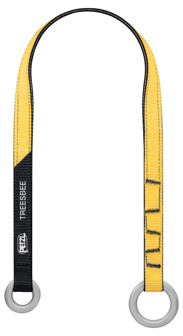 Petzl TREESBEE Anchor Strap For Tree Protection – The Petzl Treesbee Anchor Strap is a strap that provides friction protection for tree care when using ropes with spliced terminations. The strap protects the tree from abrasion while improving rope glide at the anchor. The anchor strap is used with ropes with spliced terminations by placing the splice through the small ring. The durable rings are made from galvanized steel. – Now available at MTN Shop US.