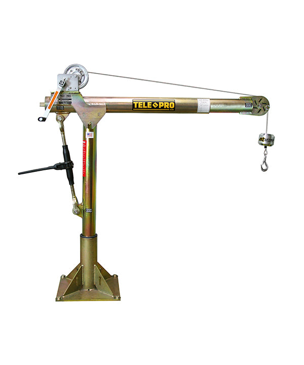 OZ Lifting Tele-Pro Davit Crane– The Tele-Pro Davit Crane from OZ Lifting features a patented telescopic booming adjustment that can extend and retract while under load. The telescoping boom can be adjusted using the winch handle or a drill drive adapter. The crane is supplied with either a manual winch, AC winch or DC winch and is available with lifting capacities of 500lbs, 1200lbs or 2500lbs. – Now available at MTN Shop US. - imagen 4