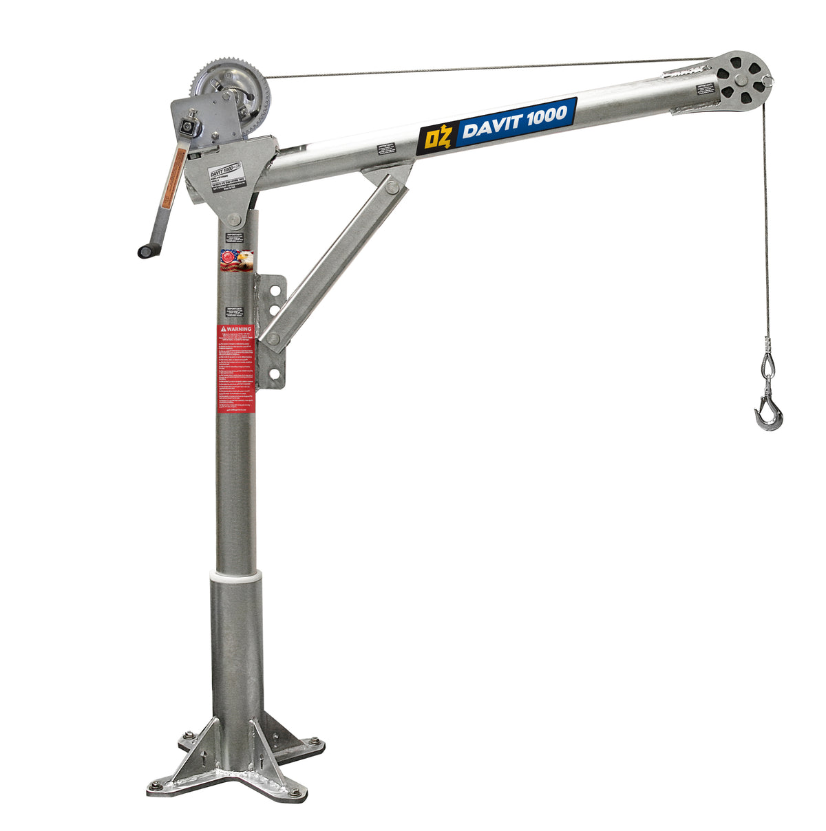 OZ Lifting Steel Davit Cranes– The Steel Davit Crane from OZ Lifting has 360 degree rotation and is available with lifting capacities of 500lbs, 1000lbs and 2500lbs. The zinc-plated davit crane has 4 different height adjustments for flexibility of use. The crane comes with a manual winch as standard which includes a power drill adapter. There are also AC and DC electric winch options. – Now available at MTN Shop US. - imagen 7