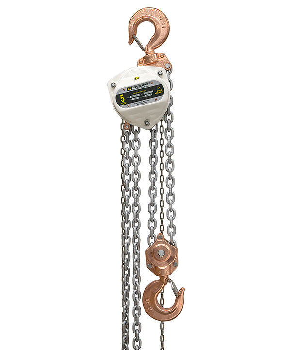 OZ Lifting Spark Resistant Chain Hoist– The Oz Lifting spark resistant chain hoist is designed for safe use in potentially explosive atmospheres. When working in explosive zones there are extremely strict guidelines and requirements for the equipment you use. These ceiling chain hoists are available in lifting capacities of 0.5 ton, 1 ton, 2 ton, 3 ton, 5 ton and 10 ton. The hoist has fully enclosed gearing to keep contaminants and debris away and ensure smooth and lasting operations. The hooks and safety l - imagen 4