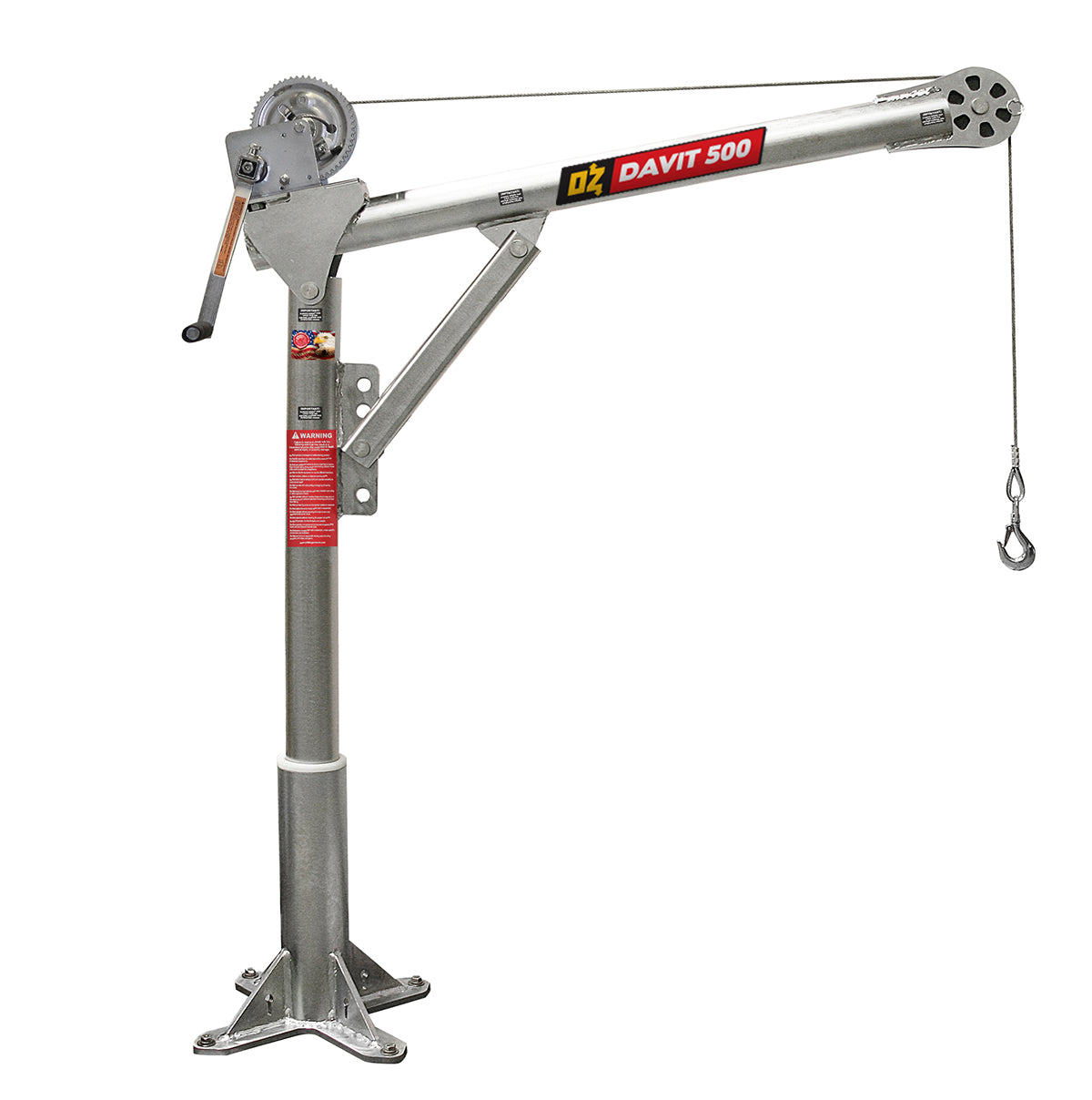 OZ Lifting Steel Davit Cranes– The Steel Davit Crane from OZ Lifting has 360 degree rotation and is available with lifting capacities of 500lbs, 1000lbs and 2500lbs. The zinc-plated davit crane has 4 different height adjustments for flexibility of use. The crane comes with a manual winch as standard which includes a power drill adapter. There are also AC and DC electric winch options. – Now available at MTN Shop US. - imagen 2