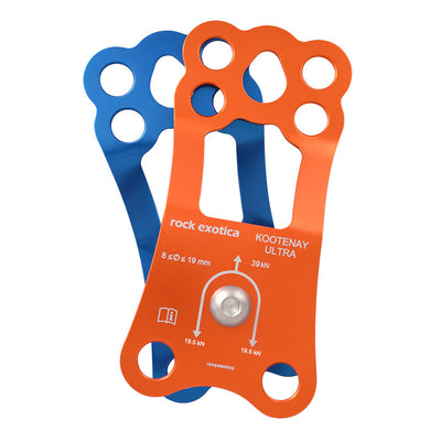 Rock Exotica Kootenay Ultra Pulley– The original Kootenay knot passing pulley was proposed by the legendary Arnor Larson in the late '80's and was made by Rock Exotica. Two holes for tag lines. – Now available at MTN Shop US.