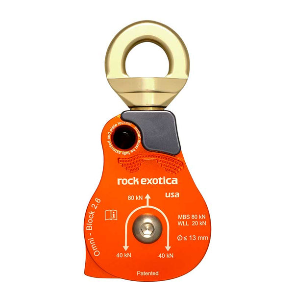 Rock Exotica Omni-Block 2.6" Pulley– The Omni 2.6" brings heavy duty rigging to the Omni family with a Working Load Limit (WLL) of 20kN. In addition to the large 2.6" sheave. – Now available at MTN Shop US.