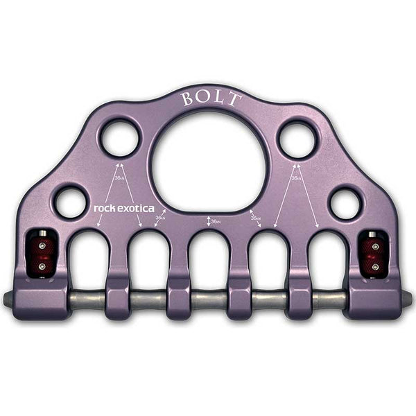 Rock Exotica Bolt Rigging Plate– The BOLT rig plate uses a quick-detatchable stainless steel rod, or ‘bolt’, that allows you to connect your gear directly to the five connection points. – Now available at MTN Shop US.