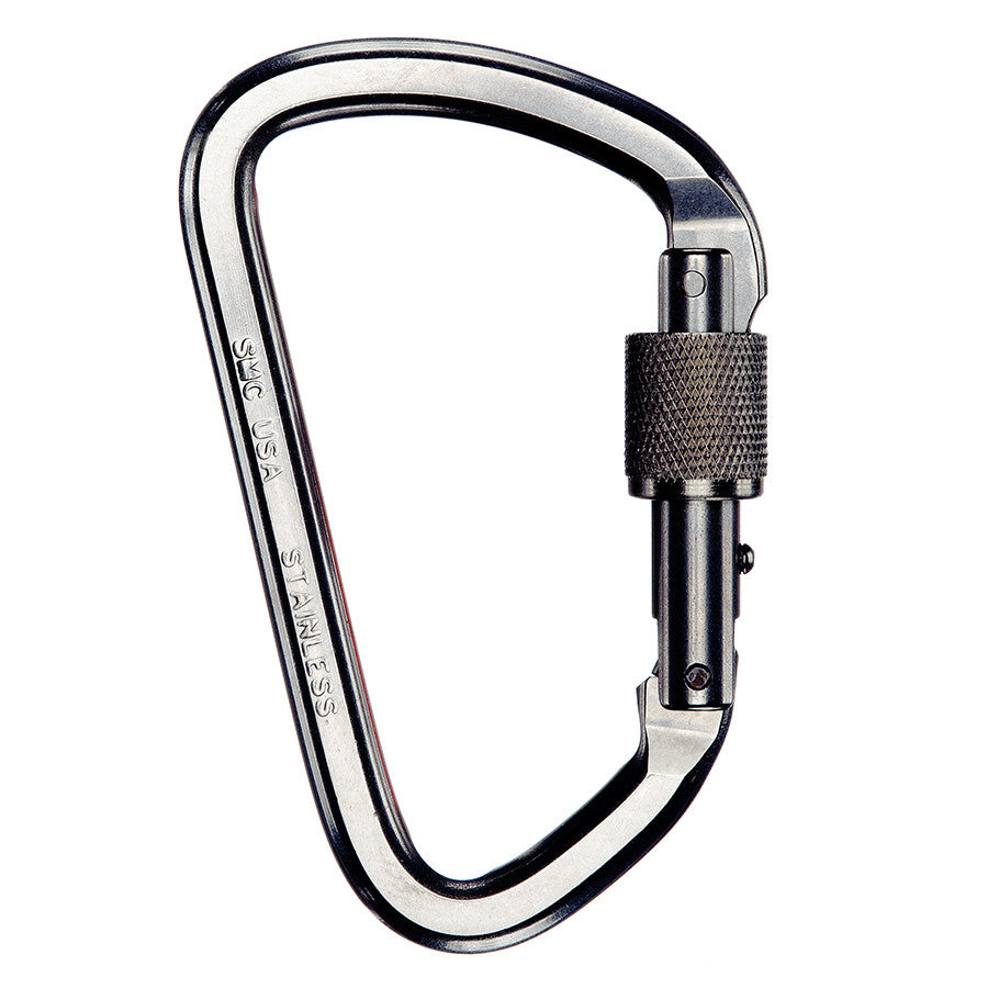 PMI SMC Lite Stainless Steel Locking Carabiner– The SMC Lite Stainless Steel Locking Carabiners are compact, lightweight and often used by caving and mountaineering rescue professionals. Screw-lock gate – Now available at MTN Shop US.
