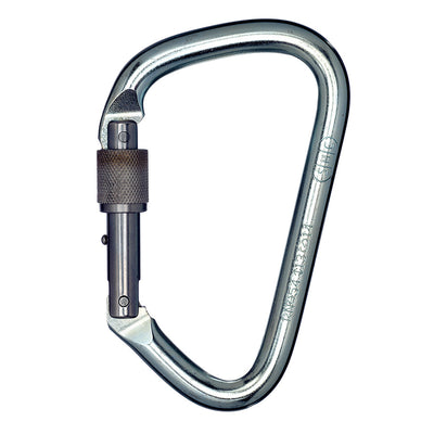 Mosquetón PMI SMC Steel Lock D extra grande – NFPA– El mosquetón SMC XL Steel Lock D tiene una forma de “D” desplazada para colocarlo fácilmente sobre un peldaño de escalera estándar de 1,25". Ideal para rescate con clip extra ancho. Cumple con NFPA: ahora disponible en MTN Shop EE. UU.