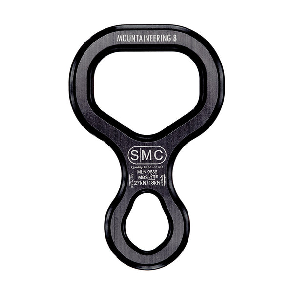 PMI SMC Mountaineering 8– SMC’s Mountaineering 8 descender is easy to rig and operate while wearing gloves. Very smooth action on belay or rappel and works well with single & double ropes – Now available at MTN Shop US.
