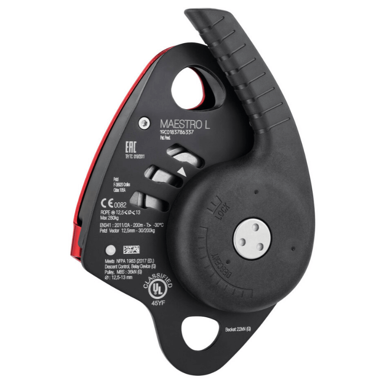 Dispositivo de descenso/aseguramiento Petzl MAESTRO® L - Vista trasera
