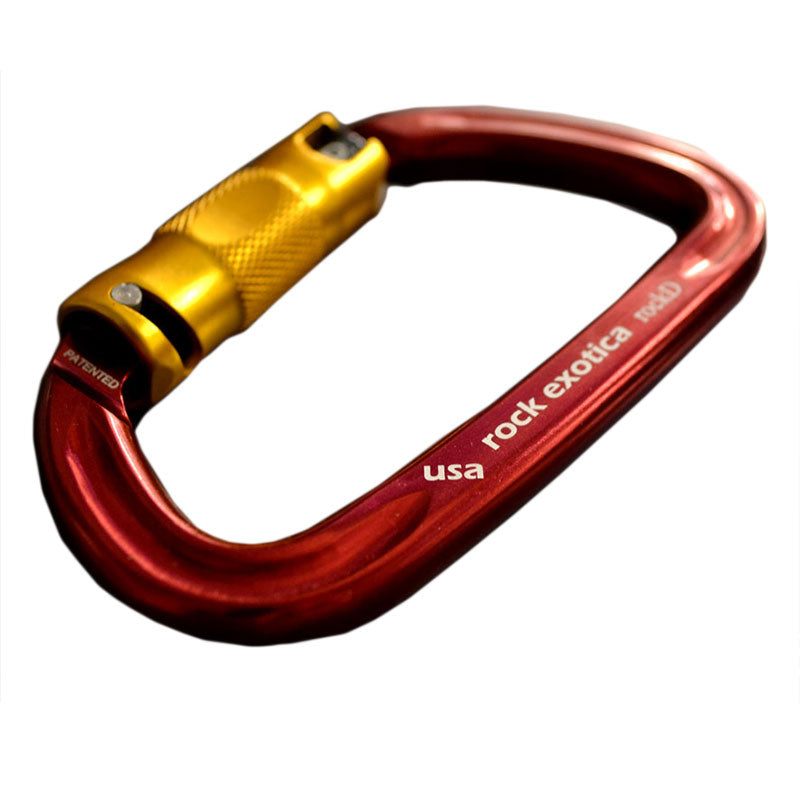 Rock Exotica rockD Twistlock Carabiner– The Twist-lock (2-stage) carabiner, is a quick-detachable alternative to a screwlock or 3-stage autolocker. Requiring only a twist in the sleeve to open. – Now available at MTN Shop US.