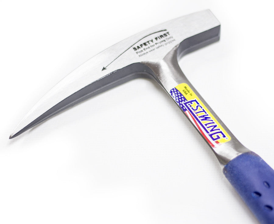 Estwing 22 oz. Solid Steel Rock Pick Hammer– The Estwing Rock Pick Hammer is made of solid steel and forged in one piece. Shock reducing grip reduces impact shock up to 70%. Single pick hammer design. Made in the USA – Now available at MTN Shop US.
