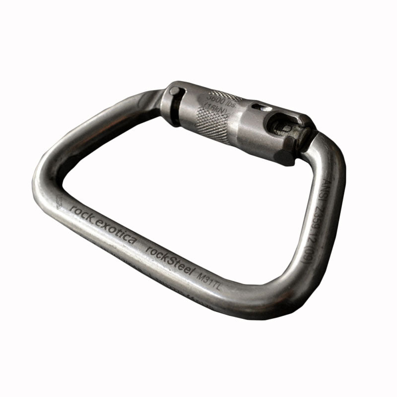 Rock Exotica rockSteel Auto-Lock Carabiner– The rockSteel Auto-lock offers an impressive strength to weight ratio, a large gate opening and precise handling characteristics due to CNC machined surfaces. – Now available at MTN Shop US. - imagen 3