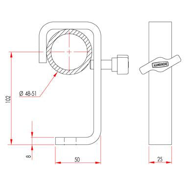 Dimensiones de la abrazadera de gancho Doughty (trabajo medio) - Tienda MTN - imagen 2