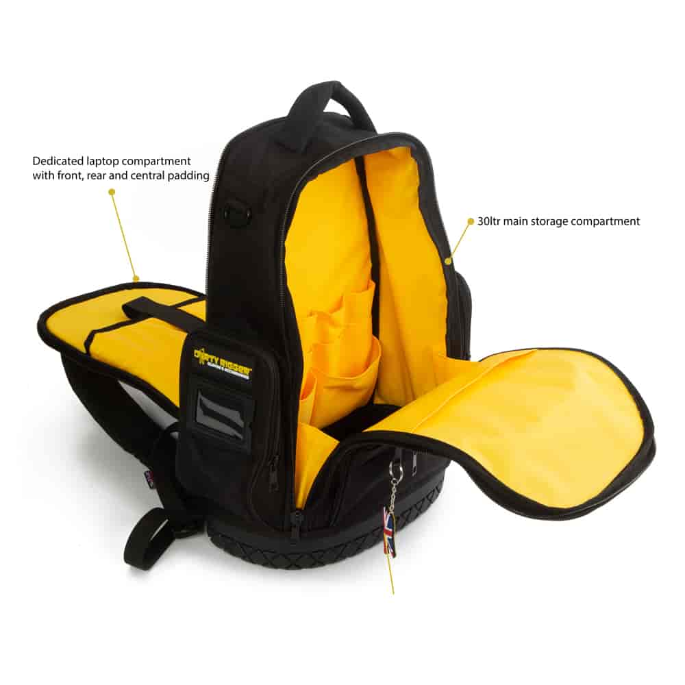 Dirty Rigger Technicians Backpack– The Dirty Rigger Gear Bag has 12 liters of space for tools, tablets, and more. This padded tool bag with shoulder strap is ideal for riggers, construction use, and more. – Now available at MTN Shop US. - imagen 4