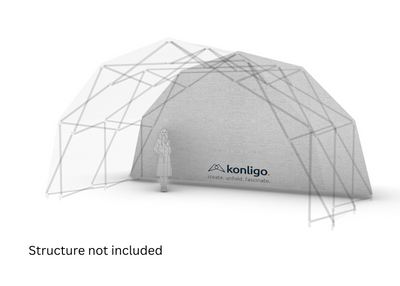 Fondo exterior blanco Konligo Fastival adjunto a la estructura del evento Ilustración 3D, estructura no incluida, ahora disponible en MTN SHOP US.