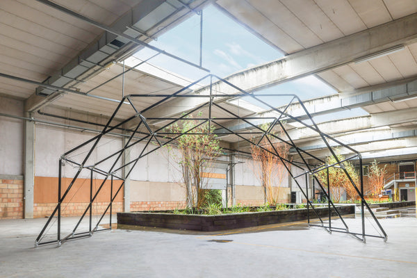 Konligo Fastival frame structure fully assembled on concrete indoor event site. Now available on MTN Shop US.