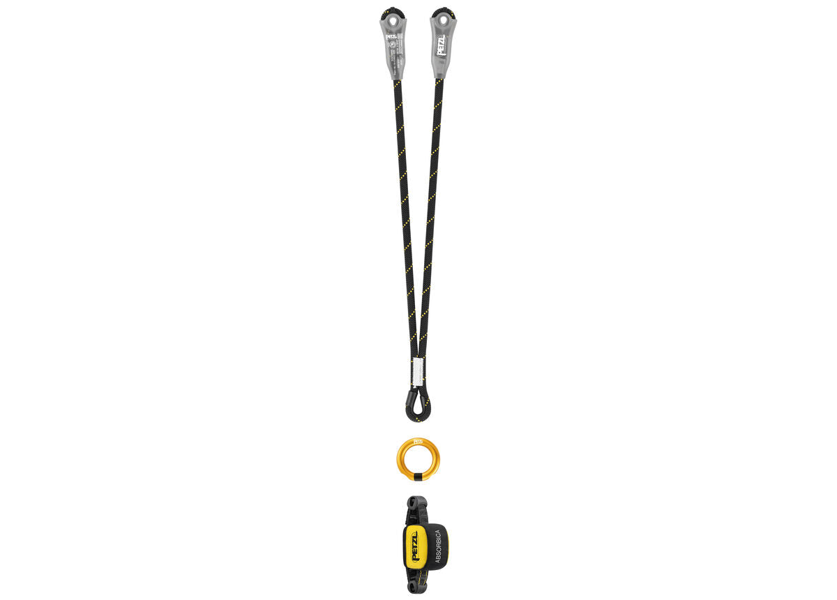 Petzl ABSORBICA Compact Energy Absorber – The Petzl ABSORBICA is a Compact Energy Absorber for use in combination with a JANE Lanyard to make a fall arrest lanyard. Two options for installation on the harness, according to the frequency of manipulation. Certification(s): CE EN 355, EAC. Shop now. – Now available at MTN Shop US. - imagen 2