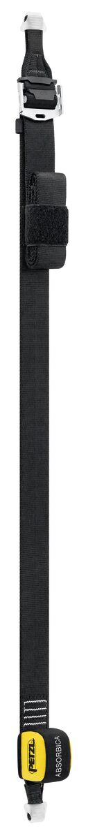 Petzl Absorbica-I Vario adjustable single lanyard with integrated energy absorber, 2x Bm'D carabiners, and 2x CAPTIV positioning bars. Designed for fall protection, compliant with ANSI and CSA standards.