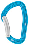 Petzl Djinn aluminum blue sport climbing carabiner with Keylock system, straight or bent gate.