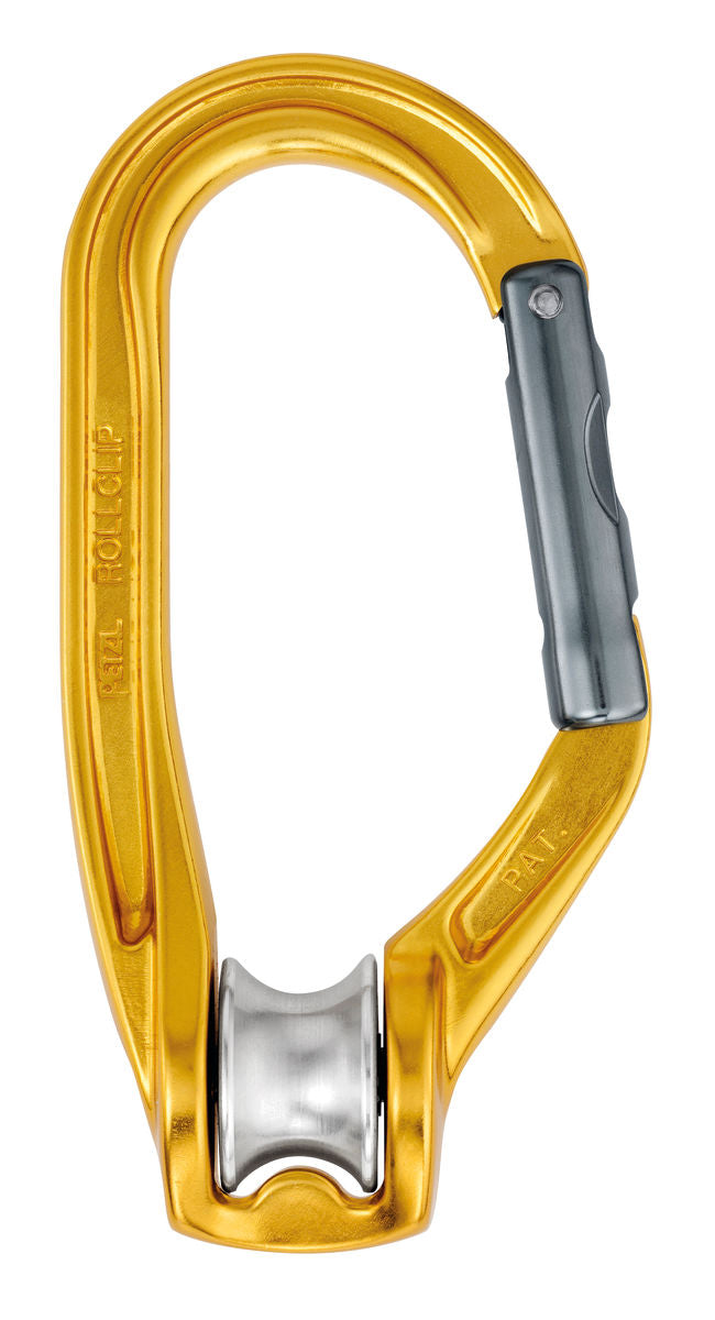 Petzl Rollclip A pulley-carabiner with gate opening for easy rope installation. Features a sealed ball bearing sheave for high efficiency and is available with or without a TRIACT-LOCK locking system. Compatible with a CAPTIV positioning bar to prevent flipping and improve loading alignment. Lightweight aluminum construction with a 20 kN major axis strength and 4 kN maximum working load. - imagen 2