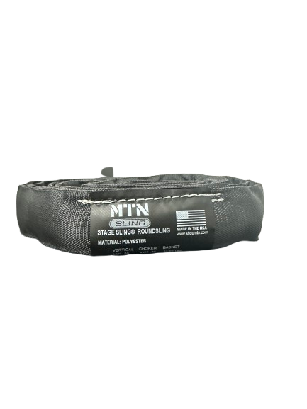 MTN Round Slings– MTN Slings are designed to match theatrical settings and safely perform during all of your lifting applications. For sale in 2', 3', 4', 6', 8' 9', 12' lengths. Best round slings for rigging, lightweight, OSHA certified, black theatrical color. – Now available at MTN Shop US. - imagen 4