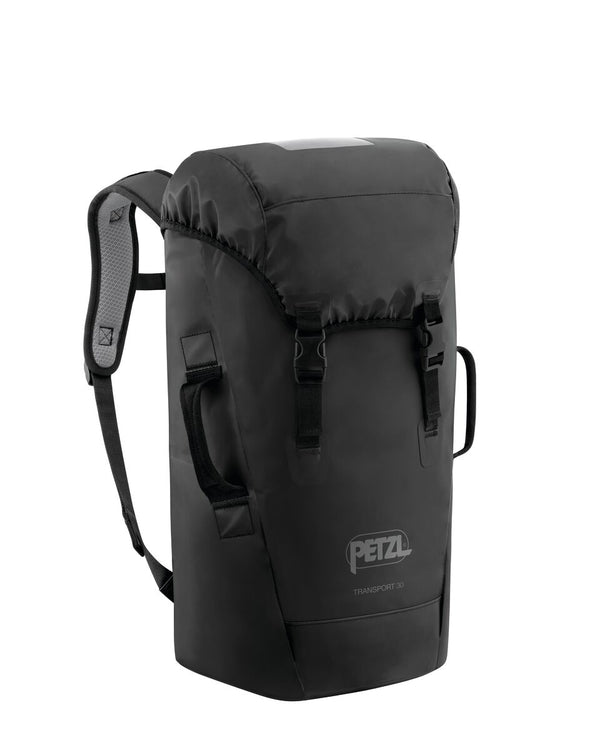 Black Petzl Transport 30L durable caving backpack