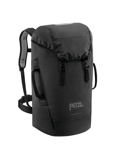 Petzl Transport 45 – Durable 45L backpack Black for heavy-duty use, featuring thermoformed foam padding and high-strength TPU material.