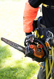 Chainsaw attached to the chainsaw leash point of a Petzl SEQUOIA PLUS harness - imagen 9
