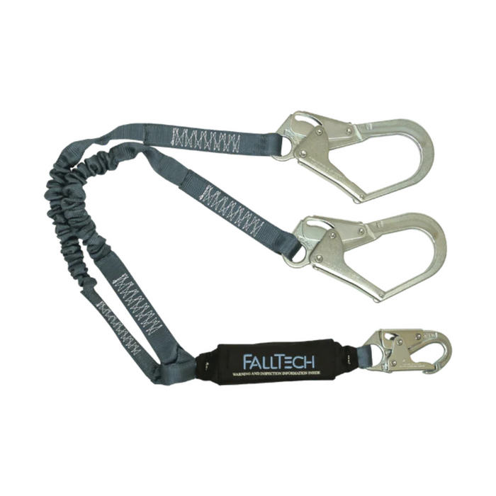 4½' to 6' ViewPack® Elastic Energy Absorbing Lanyard, Double-leg with Steel Connectors