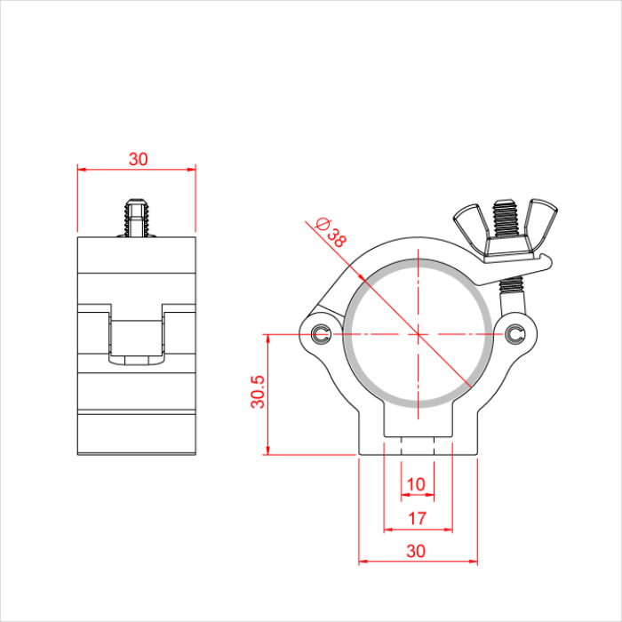 Medio acoplador Doughty de 38 mm - Abrazaderas Atom - imagen 3