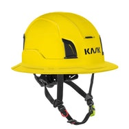 KASK Zenith X2 FR Full Brim safety helmet in yellow, front view with Adaptive Brim and chin strap - imagen 3